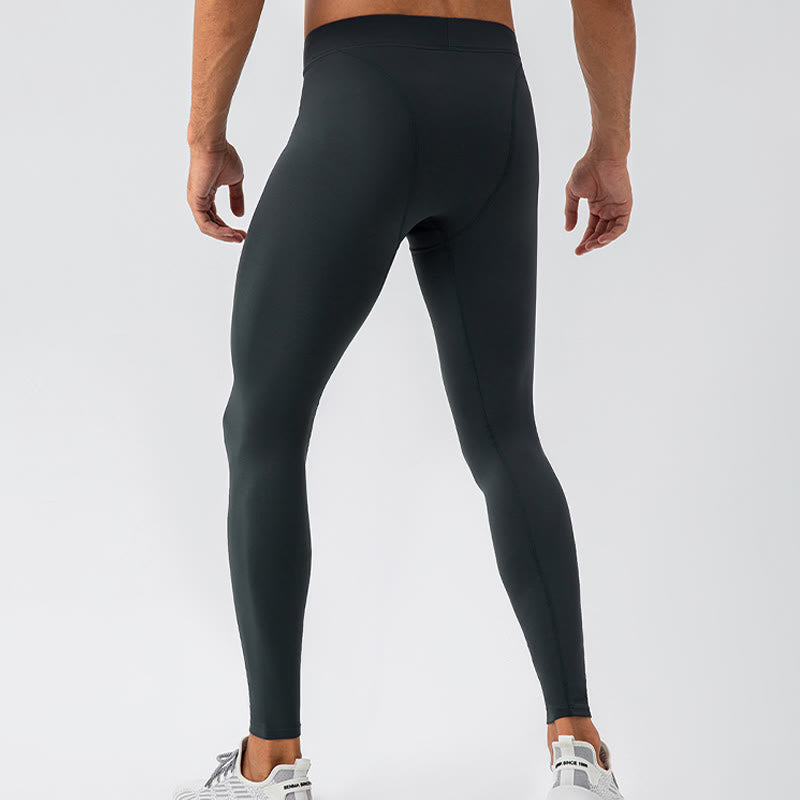 Buddha Stones Plain High Waist Elastic Breathable Sports Men's Leggings Pants - image 19