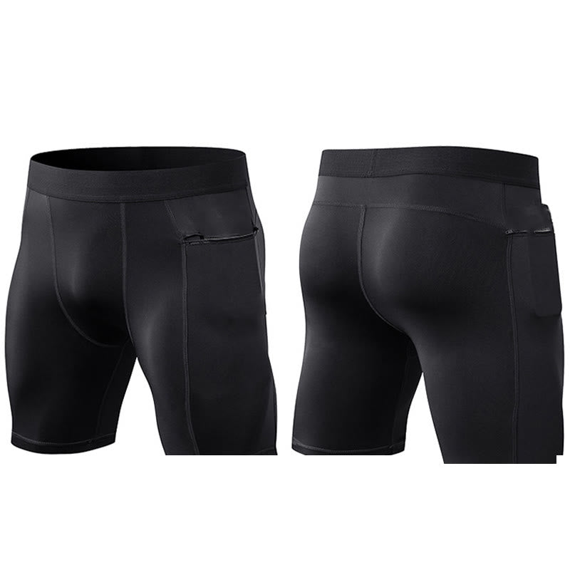 Buddha Stones Men's Tight Stretch High Elasticity Quick Dry Sports Shorts With Zipper Pockets - image 21