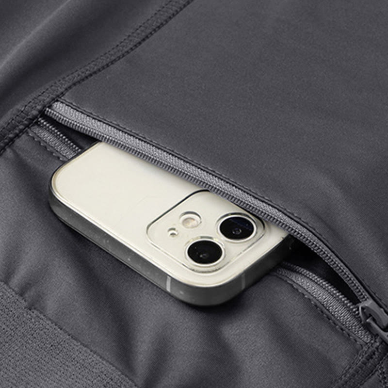 Buddha Stones Men's Tight Stretch High Elasticity Quick Dry Sports Shorts With Zipper Pockets - image 13