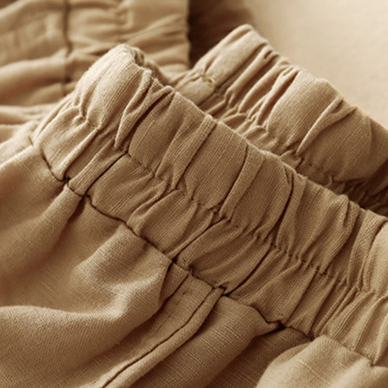 Buddha Stones Casual Embroidery Patchwork Fabric 7-8 Length Cropped Pants Women's Cotton Harem Pants With Pockets - image 1