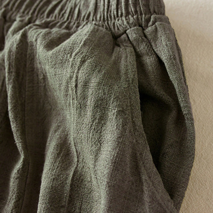 Buddha Stones Casual Loose Straight Leg 7-8 Length Cropped Pants Women's Cotton Harem Pants With Pockets - image 15