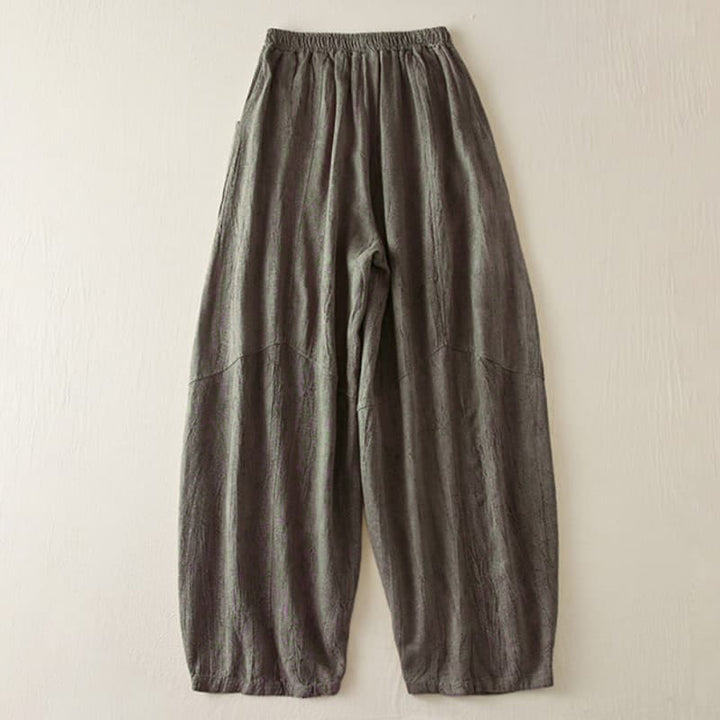 Buddha Stones Casual Loose Straight Leg 7-8 Length Cropped Pants Women's Cotton Harem Pants With Pockets - image 8