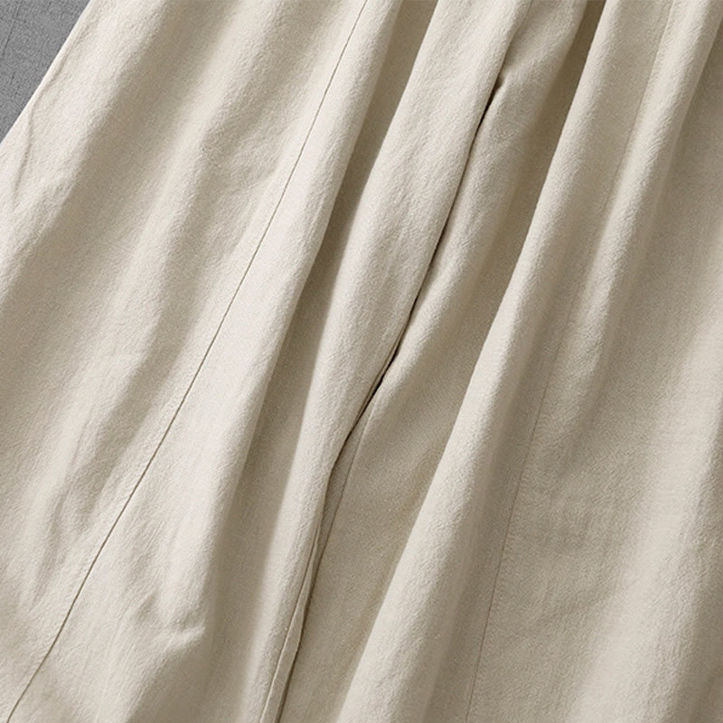 Buddha Stones Casual Plain 7-8 Length Women's Cotton Linen Harem Pants With Pockets - image 5