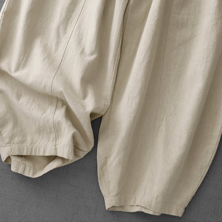 Buddha Stones Casual Plain 7-8 Length Women's Cotton Linen Harem Pants With Pockets - image 4