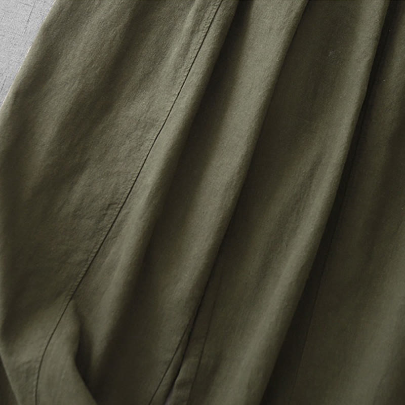 Buddha Stones Casual Plain 7-8 Length Women's Cotton Linen Harem Pants With Pockets - image 30