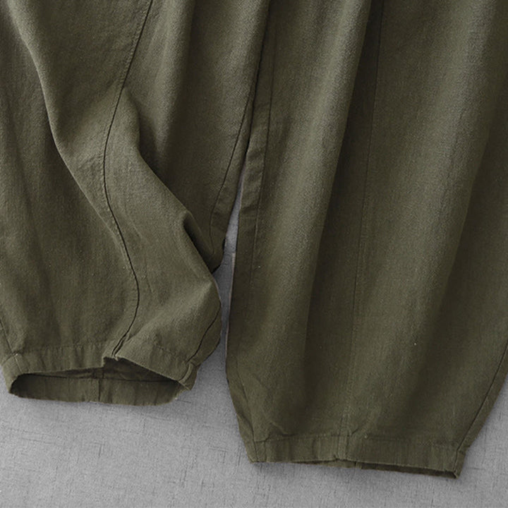 Buddha Stones Casual Plain 7-8 Length Women's Cotton Linen Harem Pants With Pockets - image 29