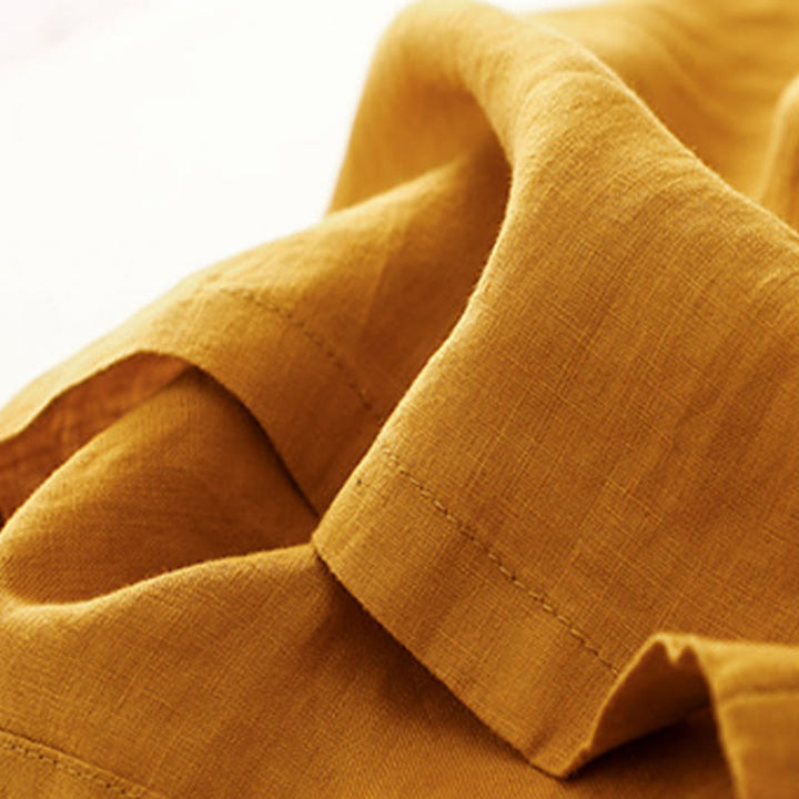 Buddha Stones Casual Plain High Waist Women's Cotton Linen Wide Leg Pants With Pockets - image 4