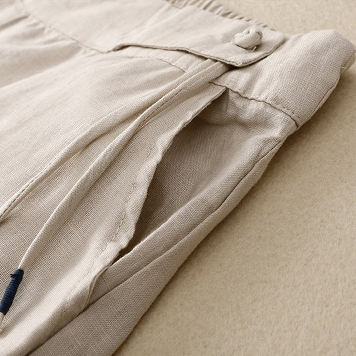 Buddha Stones Casual Plain High Waist Women's Cotton Linen Wide Leg Pants With Pockets - image 18