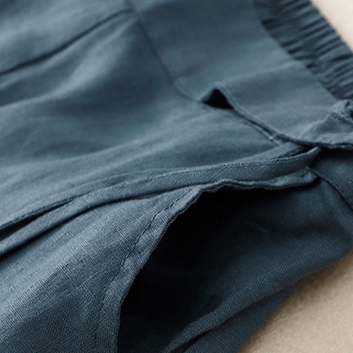 Buddha Stones Casual Plain High Waist Women's Cotton Linen Wide Leg Pants With Pockets - image 23