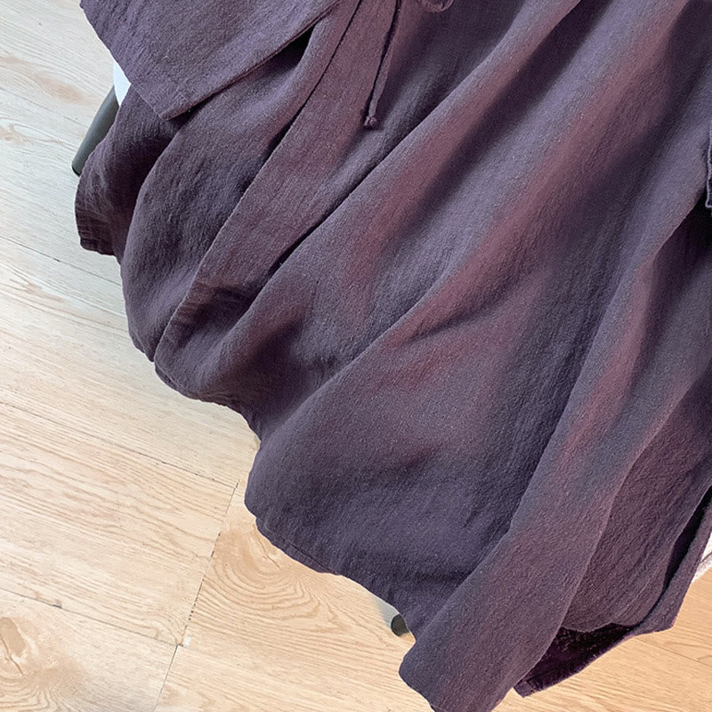 Buddha Stones Casual Women's Plain Frog-Button Stand Collar Design Long Sleeve Shirt - image 8