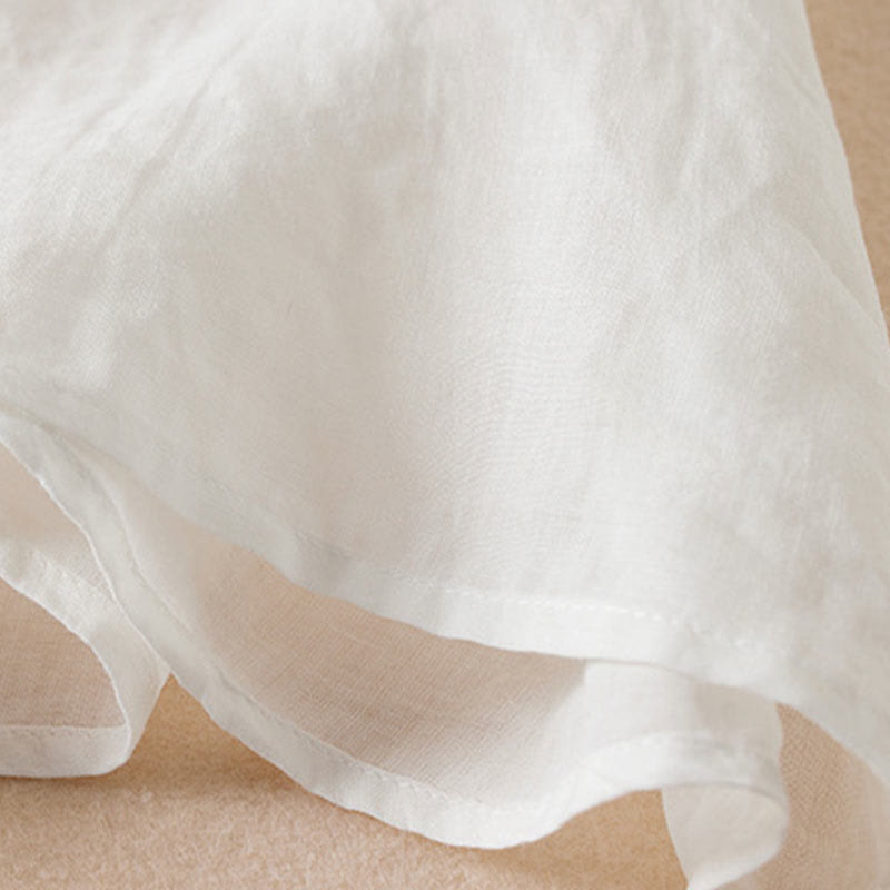 Buddha Stones Casual Embroidery Plants Women's V-Neck Design Half Sleeve Cotton Blended Shirt - image 12