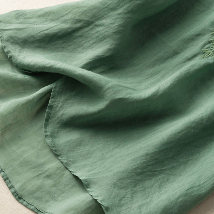 Buddha Stones Casual Embroidery Floral Women's V-Neck Design Half Sleeve Cotton Shirt - image 15