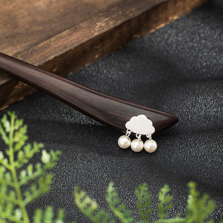 Buddha Stones 925 Sterling Silver Ebony Cloud Power Hairpin - Cloud Ebony Hairpin - image 0
