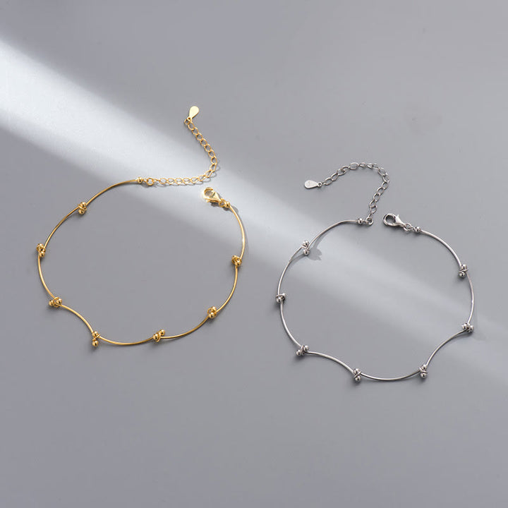 Buddha Stones 925 Sterling Silver Simple Wave Shape Protection Anklet - image 10