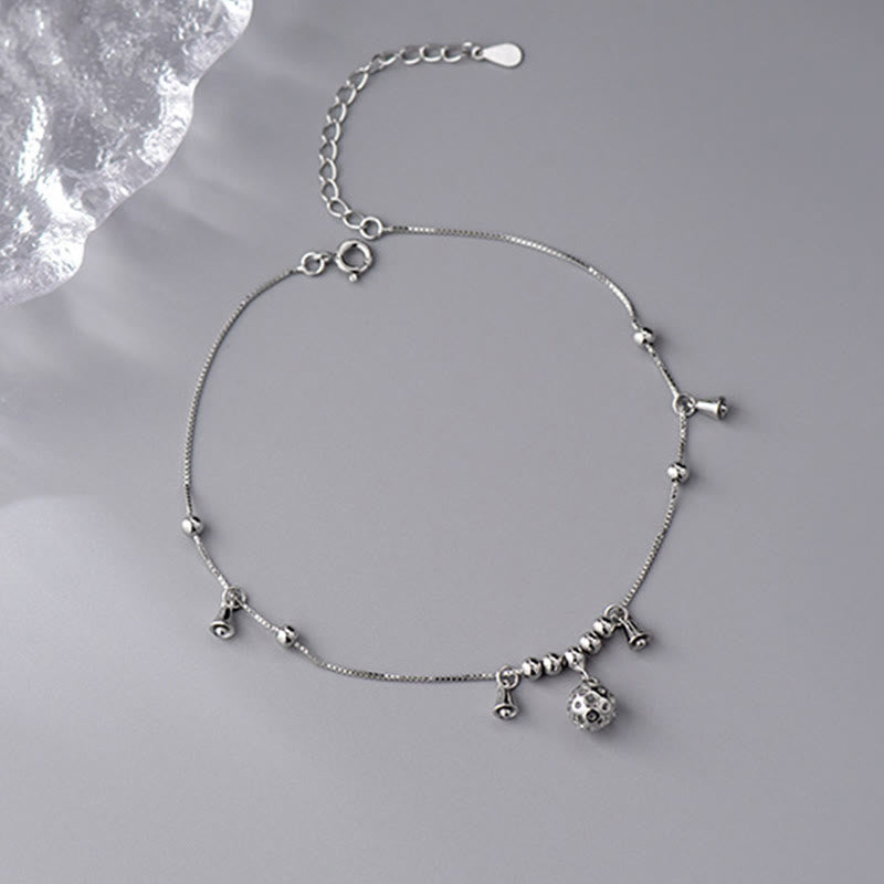 Buddha Stones 925 Sterling Silver Antiquity Bell Protection Anklet - image 5