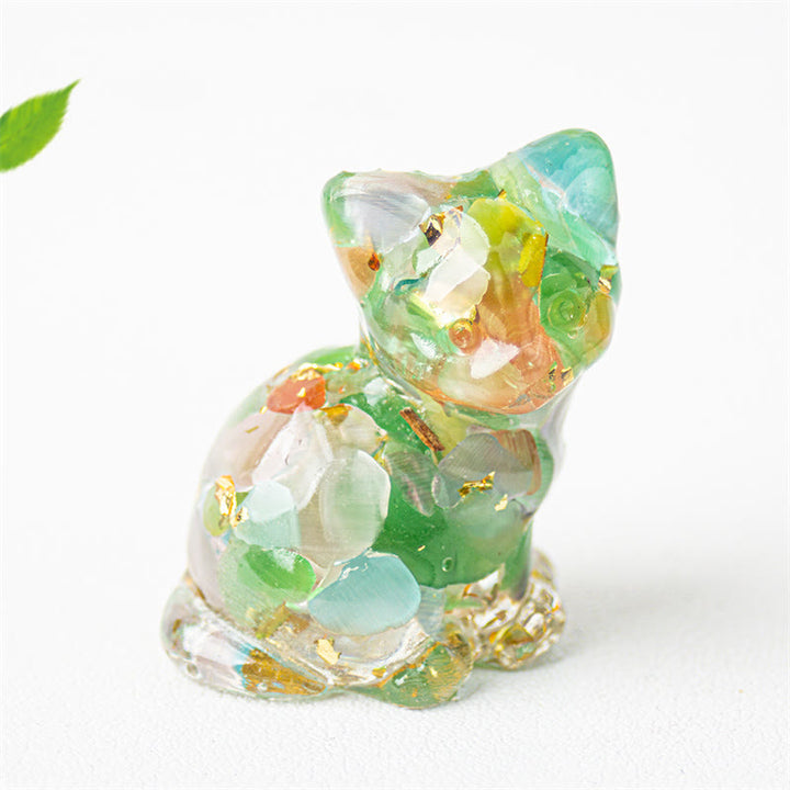Buddha Stones Sitting Cat  Resin Gravel Pink Crystal Citrine White Crystal Lapis Lazuli Soothing Desktop Decoration - Cat'S Eye - About 3.2*3.3*4cm - image 31