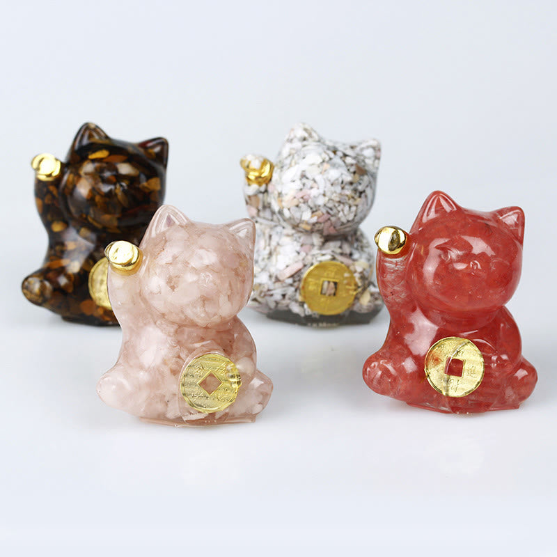 Buddha Stones Lucky Cat Copper Coin Turquoise Labradorite Pink Crystal Amethyst Strength Home Decoration - image 28