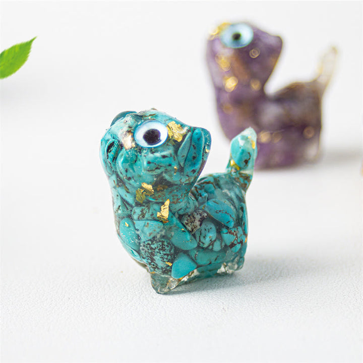 Buddha Stones Natural Crystal Turquoise Aquamarine Amethyst Cat Protection Decoration - image 2