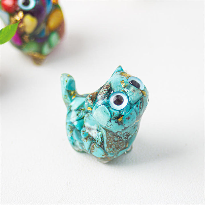Buddha Stones Natural Crystal Turquoise Aquamarine Amethyst Cat Protection Decoration - image 3