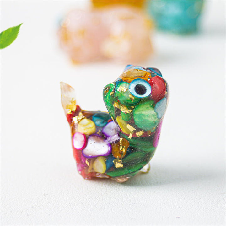 Buddha Stones Natural Crystal Turquoise Aquamarine Amethyst Cat Protection Decoration - Colored Shells - About 36*32*22mm - image 6