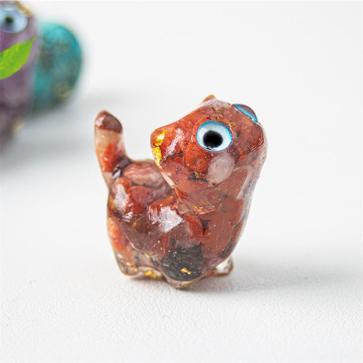 Buddha Stones Natural Crystal Turquoise Aquamarine Amethyst Cat Protection Decoration - Red Agate - About 36*32*22mm - image 11