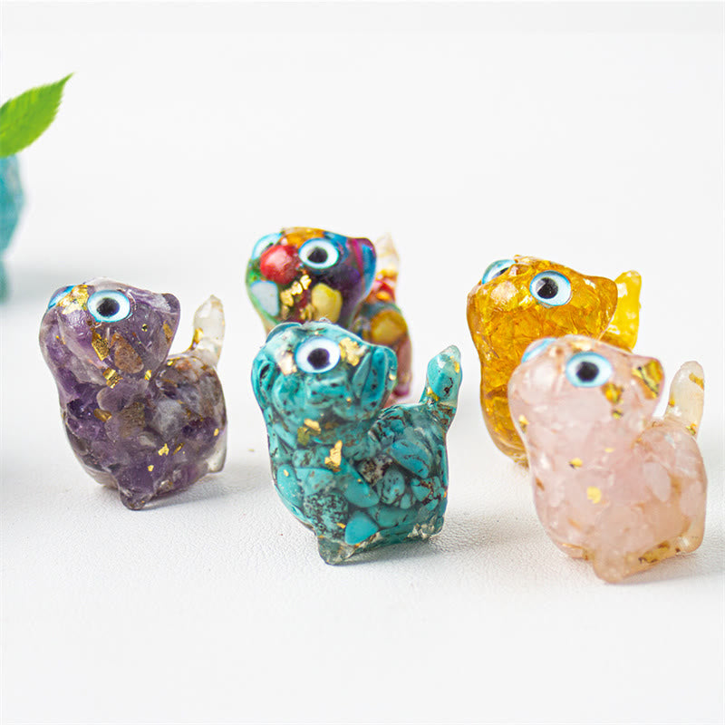 Buddha Stones Natural Crystal Turquoise Aquamarine Amethyst Cat Protection Decoration - image 17