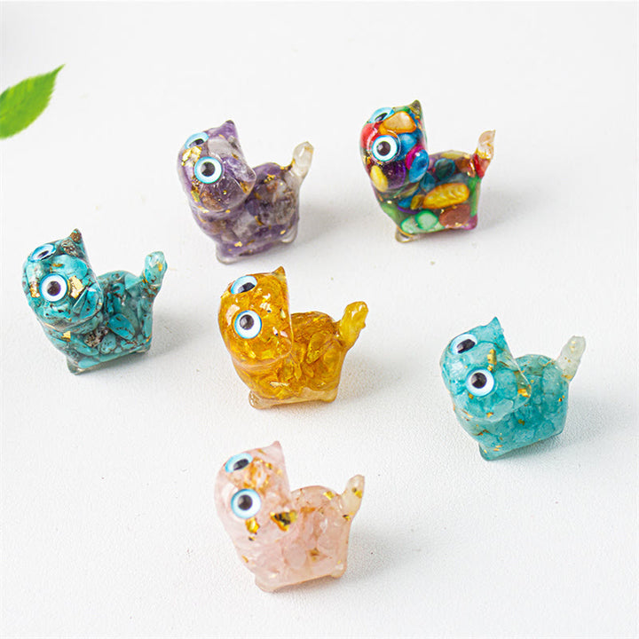 Buddha Stones Natural Crystal Turquoise Aquamarine Amethyst Cat Protection Decoration - image 20
