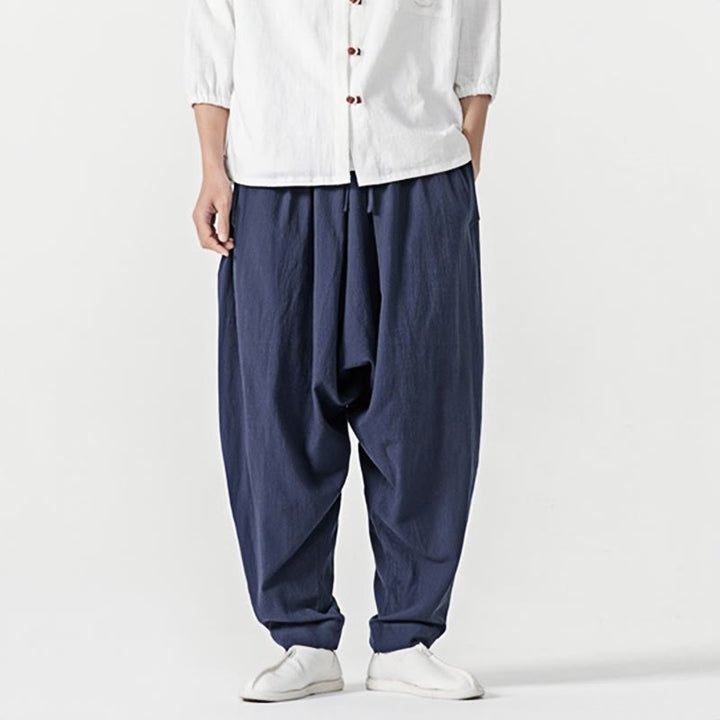 Buddha Stones Spring Solid Color Drawstring Men's Harem Pants With Pockets - image 1