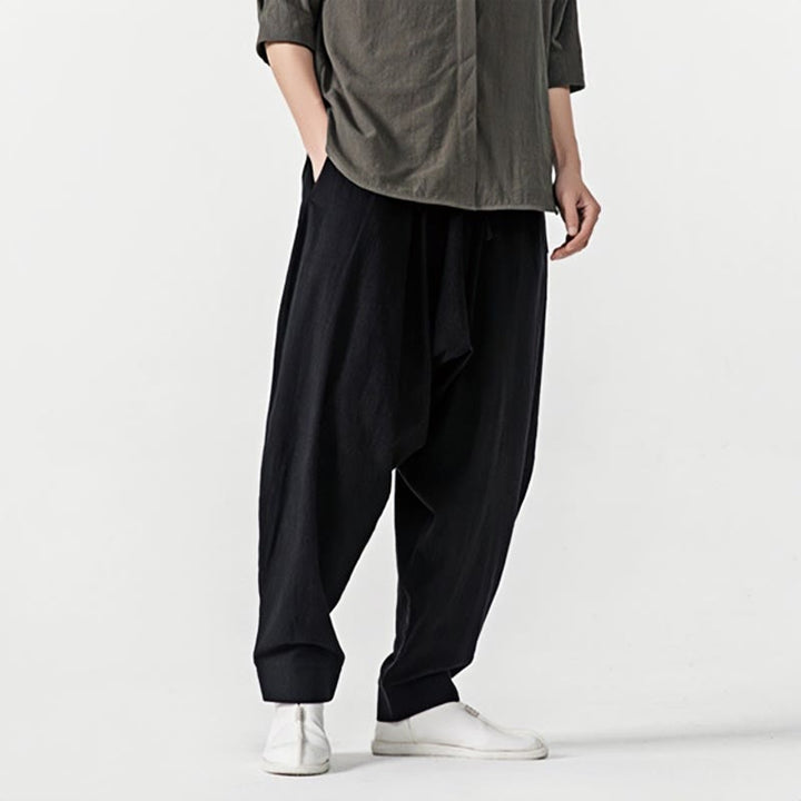 Buddha Stones Spring Solid Color Drawstring Men's Harem Pants With Pockets - image 16
