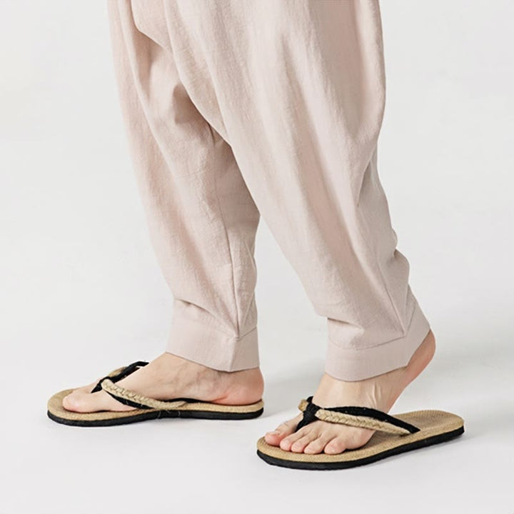 Buddha Stones Spring Solid Color Drawstring Men's Harem Pants With Pockets - image 31