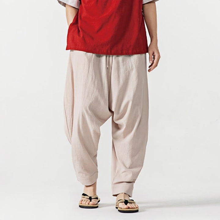 Buddha Stones Spring Solid Color Drawstring Men's Harem Pants With Pockets - image 20