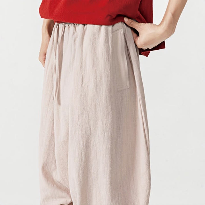 Buddha Stones Spring Solid Color Drawstring Men's Harem Pants With Pockets - image 29