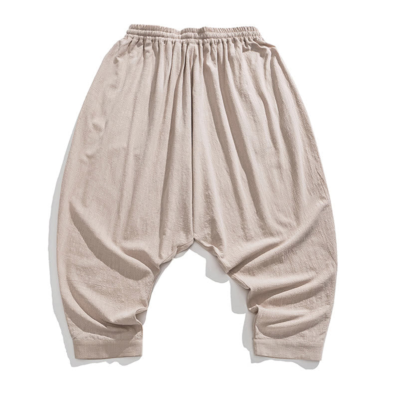 Buddha Stones Spring Solid Color Drawstring Men's Harem Pants With Pockets - image 33