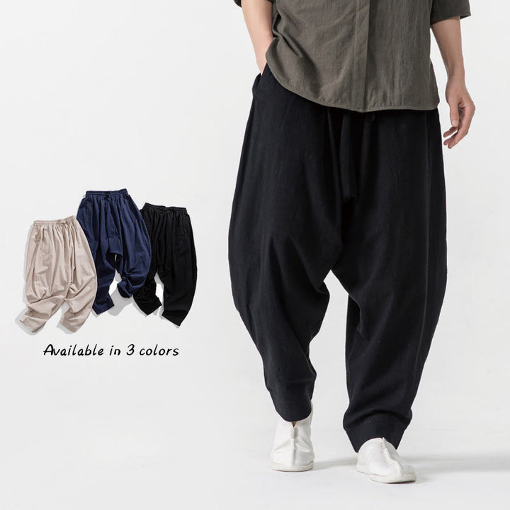 Buddha Stones Spring Solid Color Drawstring Men's Harem Pants With Pockets - Black - US/UK/AU46，EU56 (5XL) - image 8