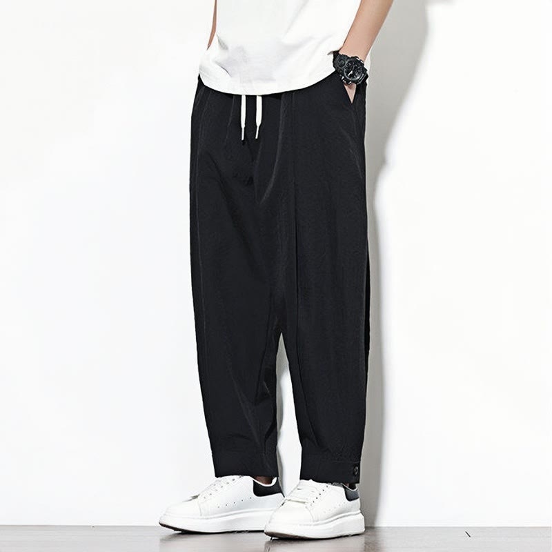 Buddha Stones Casual Solid Color Drawstring Men's Harem Pants With Pockets - image 10