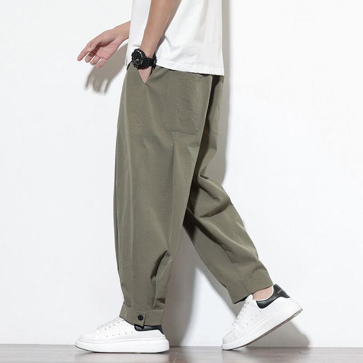 Buddha Stones Casual Solid Color Drawstring Men's Harem Pants With Pockets - OliveDrab - US/UK/AU46，EU56 (5XL) - image 0