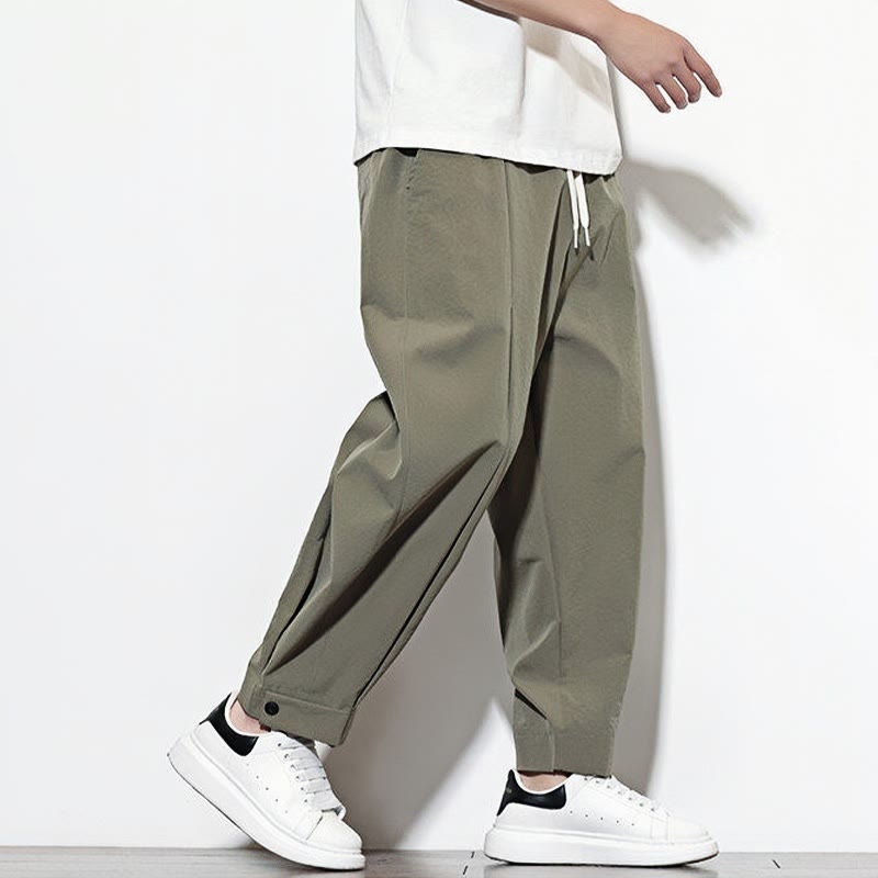 Buddha Stones Casual Solid Color Drawstring Men's Harem Pants With Pockets - image 2