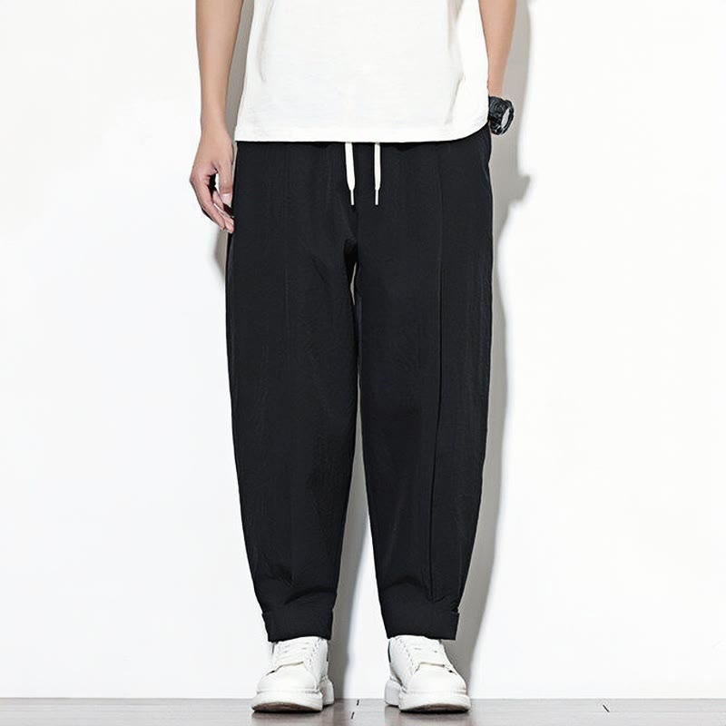 Buddha Stones Casual Solid Color Drawstring Men's Harem Pants With Pockets - image 11