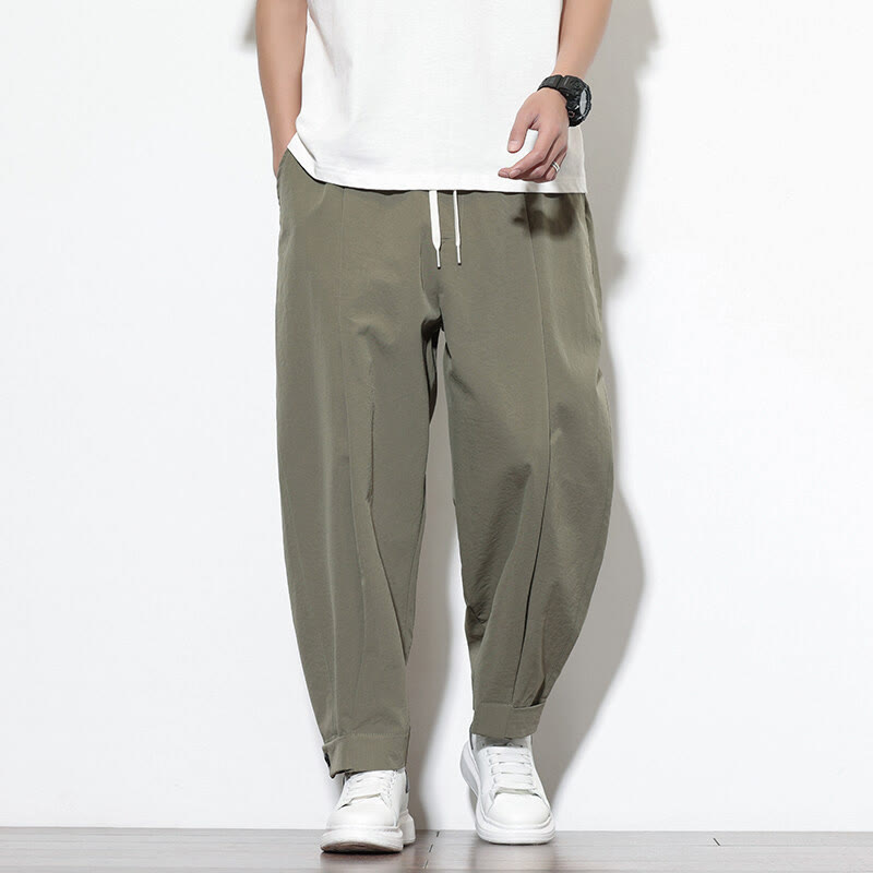Buddha Stones Casual Solid Color Drawstring Men's Harem Pants With Pockets - image 4