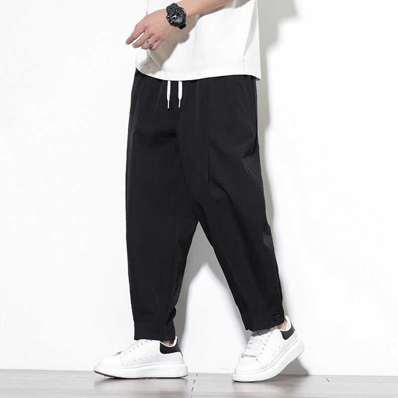 Buddha Stones Casual Solid Color Drawstring Men's Harem Pants With Pockets - image 13
