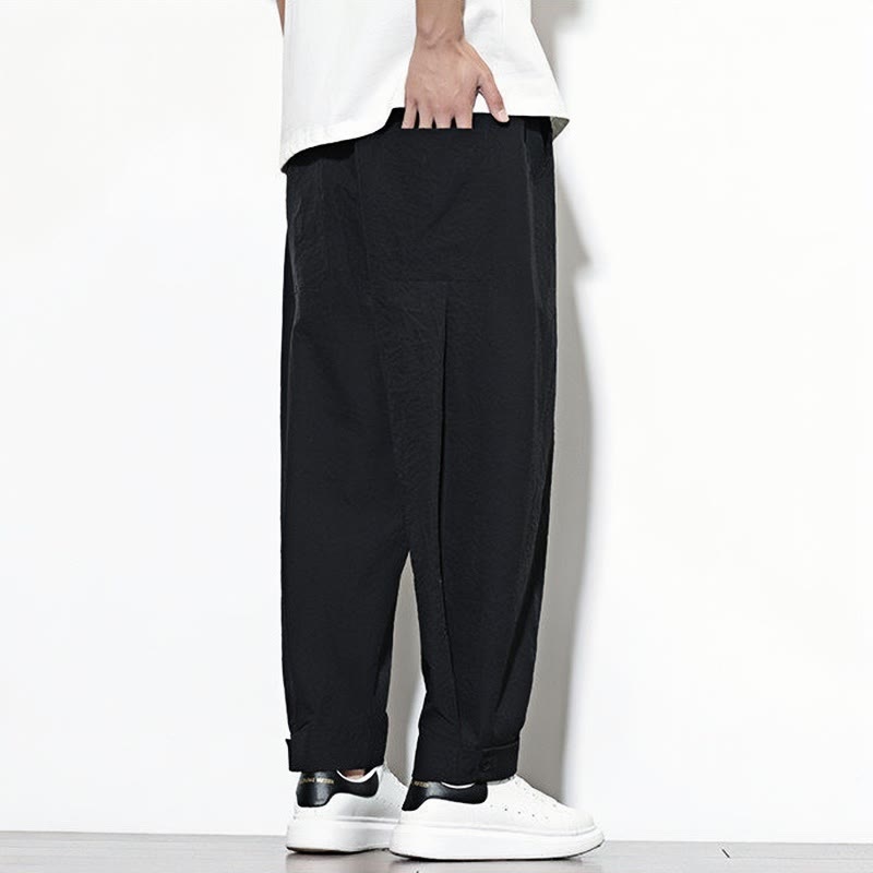 Buddha Stones Casual Solid Color Drawstring Men's Harem Pants With Pockets - image 12