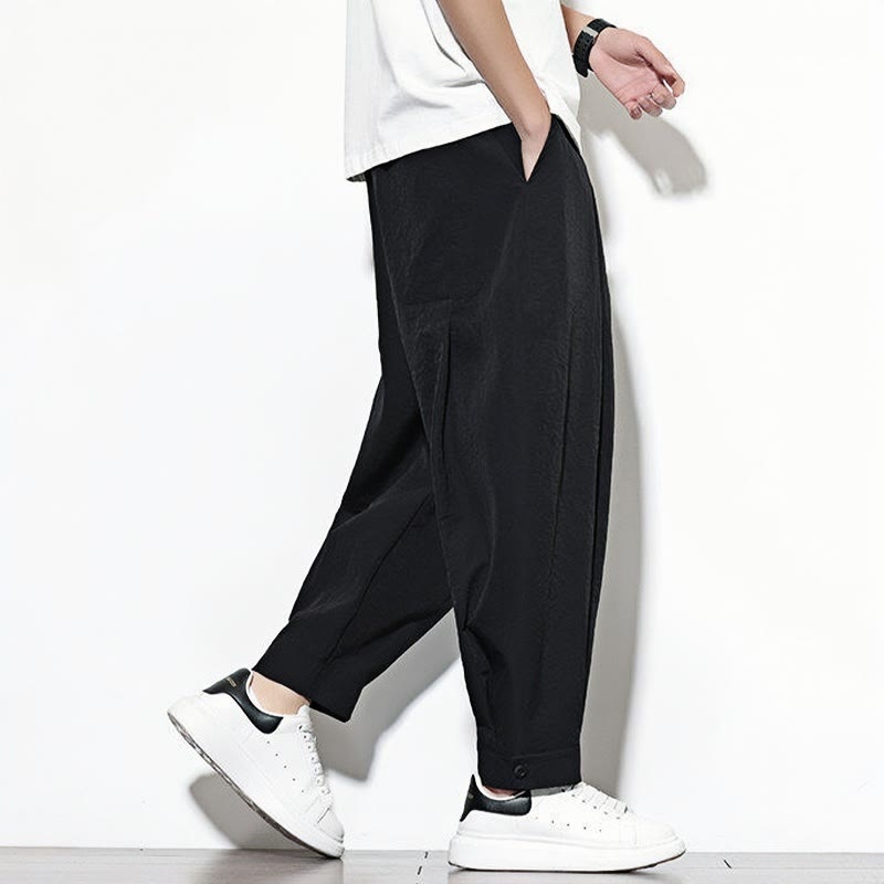 Buddha Stones Casual Solid Color Drawstring Men's Harem Pants With Pockets - image 16