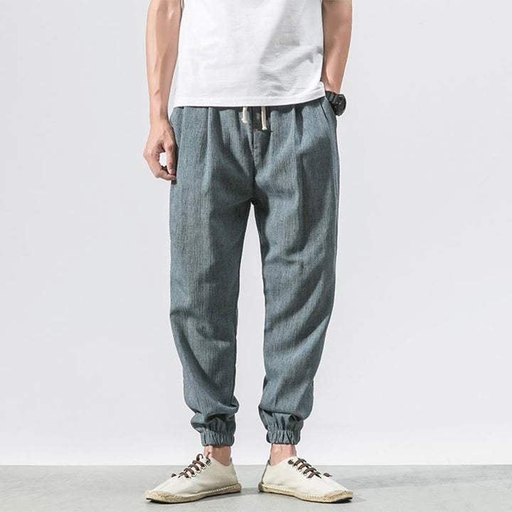 Buddha Stones Simple Drawstring Design Men's Pants With Pockets