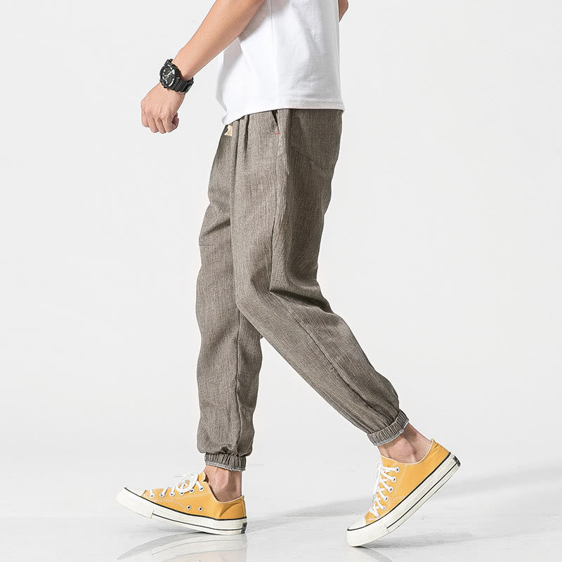 Buddha Stones Simple Drawstring Design Men's Pants With Pockets