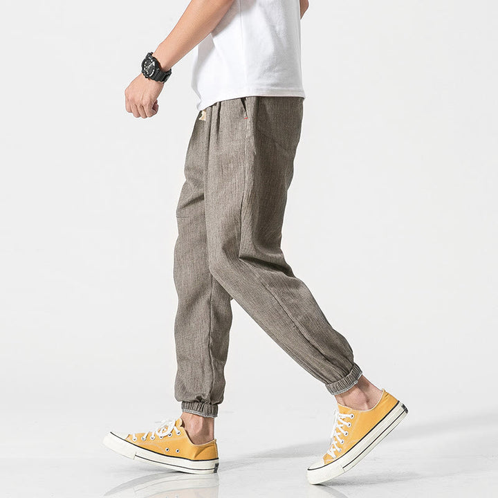 Buddha Stones Simple Drawstring Design Men's Pants With Pockets