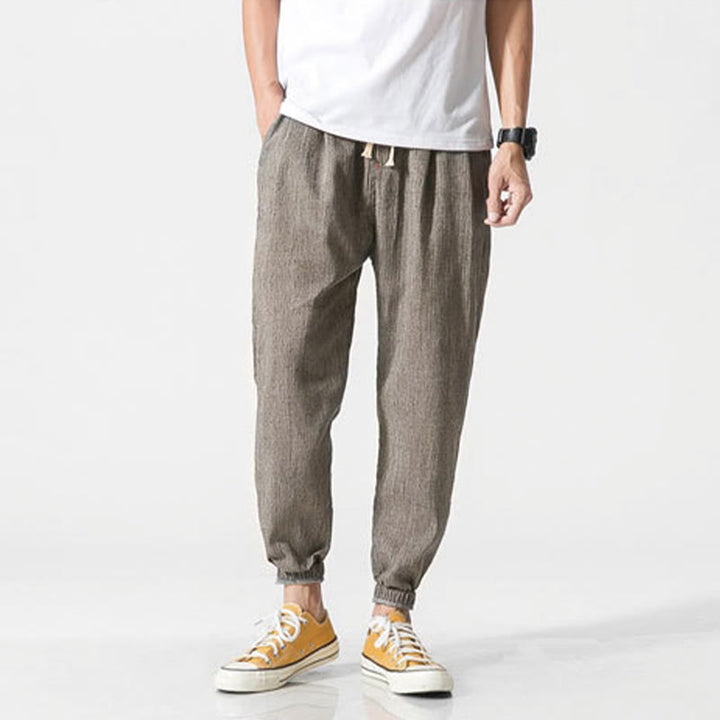 Buddha Stones Simple Drawstring Design Men's Pants With Pockets