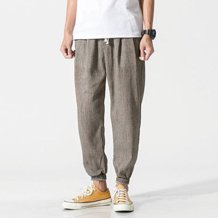 Buddha Stones Simple Drawstring Design Men's Pants With Pockets