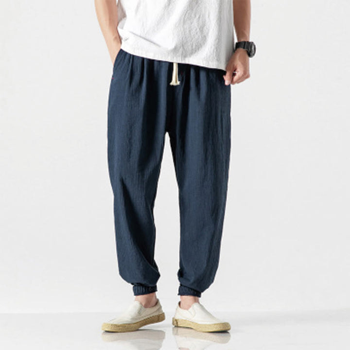 Buddha Stones Simple Drawstring Design Men's Pants With Pockets