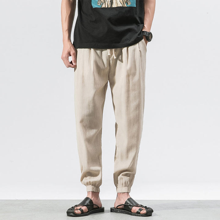 Buddha Stones Simple Drawstring Design Men's Pants With Pockets