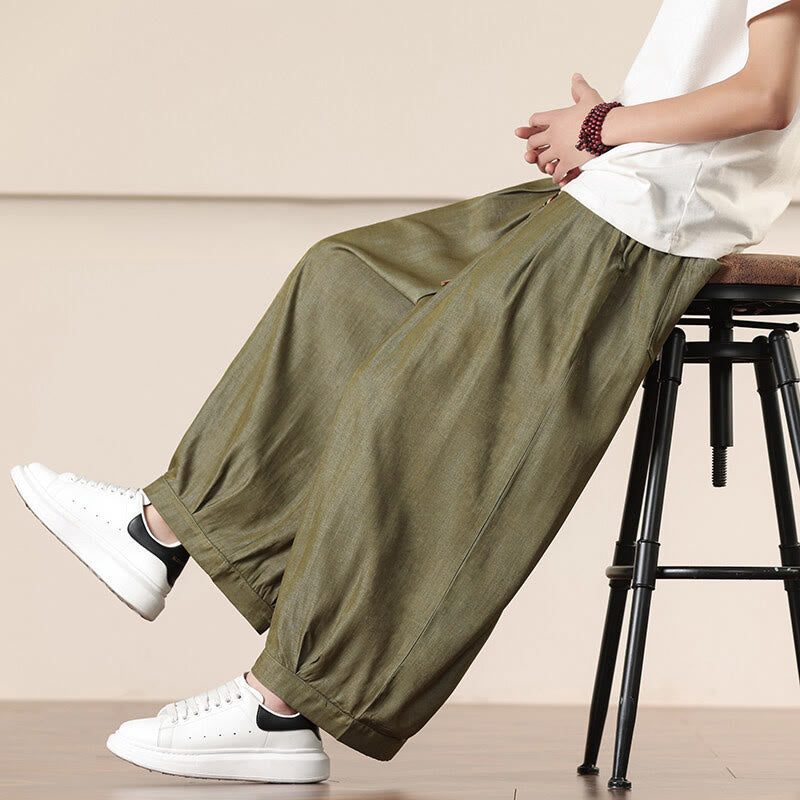 Buddha Stones Spring Solid Color Drawstring Men's Wide Leg Pants With Pockets - DarkOliveGreen - US/UK/AU46，EU56 (5XL) - image 23